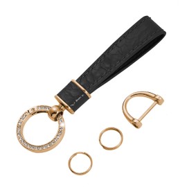 Tonecraft Key Chain, Elegant, Simple, Orthodox, Bag Charm, Popular, Stylish, Cute, Microfiber Leather, Glitter, Gold, Black