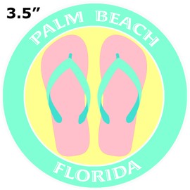 Athena Brands Flip Flops Palm Beach Florida - Car Truck Window Bumper Graphics Sticker Decal - Sea Grass Green