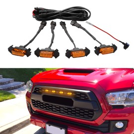 Seven Sparta 4 PCS Grill Led Lights with Fuse Adaptor Compatible with 2016-2023 Toyota Tacoma TRD PRO OEM Front Grille, Not Compatible with Tacoma Off Road & Sport (Amber Light with Amber Shell)