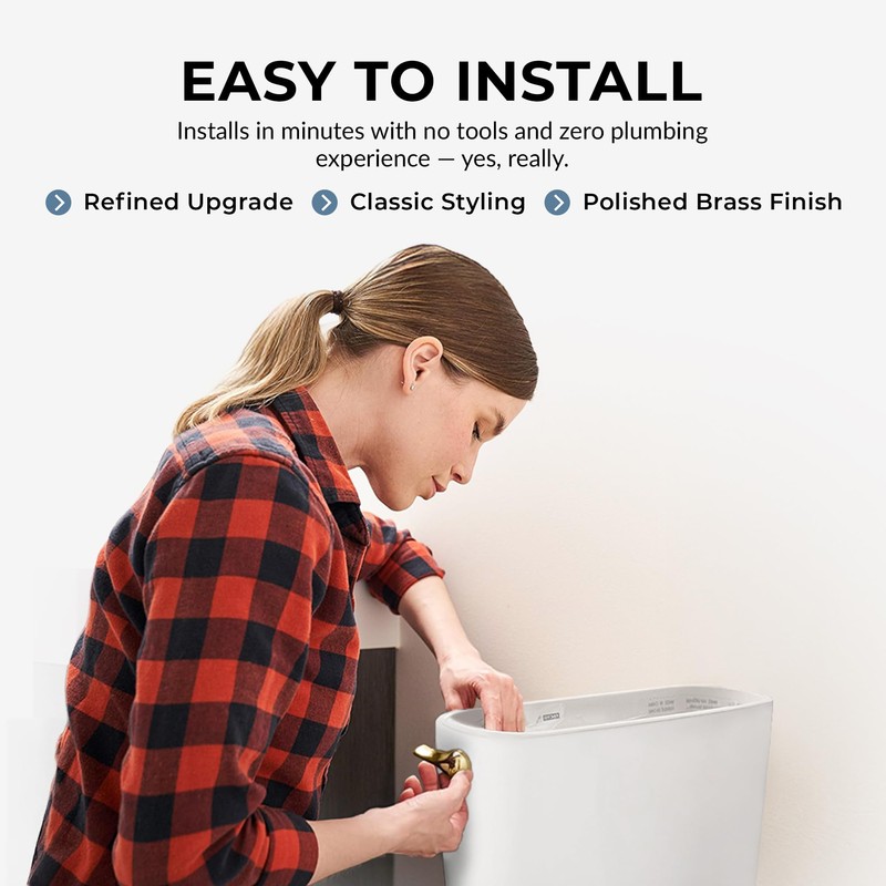 Qualihome Toilet Handle Replacement (Brass Polished, Side Mount)