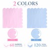 120 Pcs Pink and Blue Napkins,Gradient Pink and Blue Scalloped
