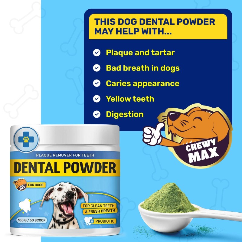 ChewyMax Probiotic Dog Dental Powder | Breath Freshener & Teeth
