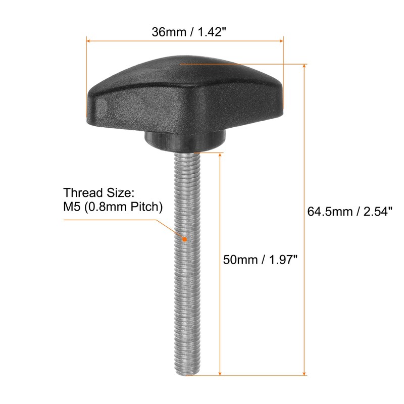 QUARKZMAN Pack of 4 T-wing Knobs Thumb Screws M5 x