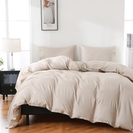 Overket 100% Organic Cotton Duvet Cover King 400 Thread Count Sateen Comforter Cover Soft and Breathable Cooling Bedding Set 3 Piece（Linen,King）