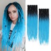 24 Inch Clip in Dreadlock Hair Extensions 10Clips 40 Strands Synthetic Handmade Soft Clip In Dreads Extensions for Women,1B/Blue