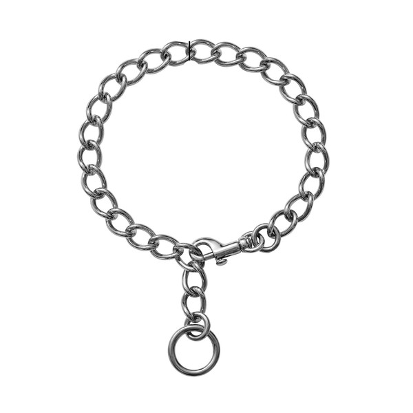 23mm Silver Alloy Cuban Link Dog Collar with Carabiner Clip