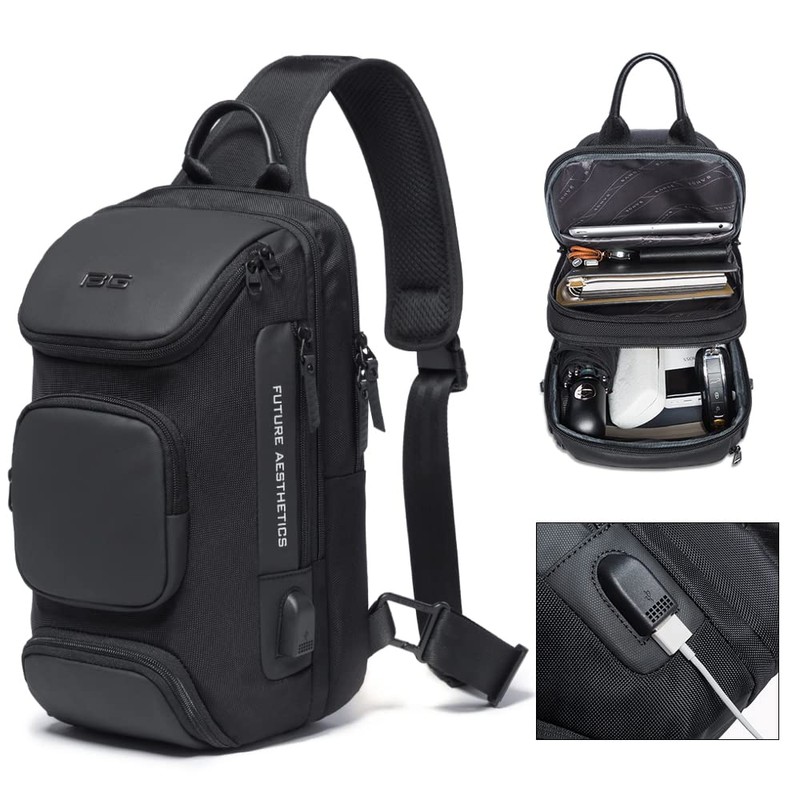 BANGE Sling Bag, Waterproof Crossbody Backpack, Shoulder Bag for Men