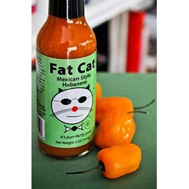 Mexican-Style Habanero Hot Sauce by Fat Cat Gourmet, 3 Pack, Preservative-Free, Gluten-Free, Medium-High Heat, 5 oz. glass bottle