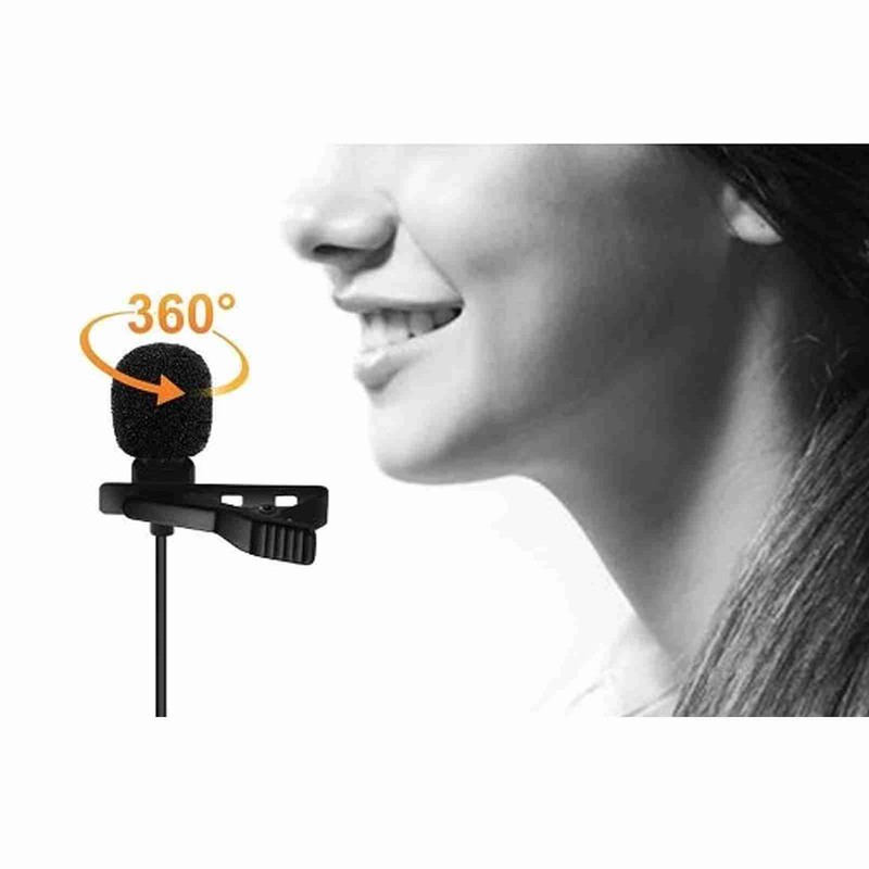 Black Double Head Lavalier Lapel Microphone No Driver Installation Required