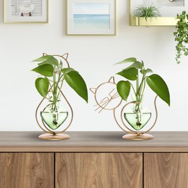 Plant Terrarium Propagation Station Gifts for Women Cat Lover