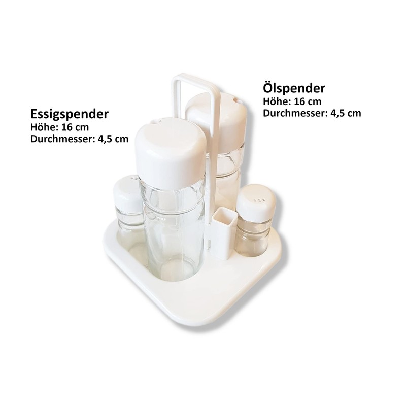 6-Piece Spice Rack Cruet Salt, Pepper, Vinegar Dispenser, Oil Dispenser