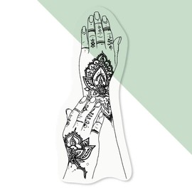 4 x Small 50mm 'Henna Tattoo Hands' Transparent/Clear Sticker Decals for Windows/Cars/Walls (DC00129600)