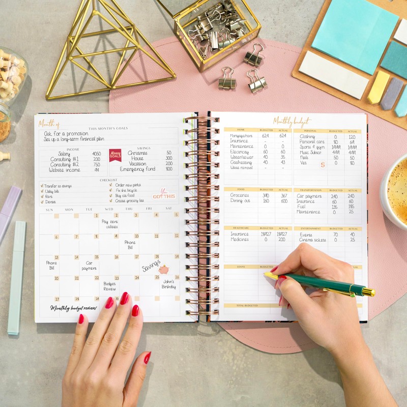 PLANBERRY Large Budget Planner & Monthly Bill Organizer with Pockets