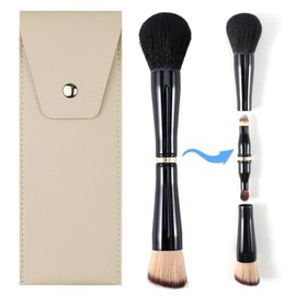 Ponhey Juego de Brochas de Maquillaje de Viaje 4 En 1, Brocha de Maquillaje Desmontable Con Funda para Base | Polvo Suelto | Corrector | Sombra de Ojos, Juego de Brochas de Maquillaje de Doble Punta I
