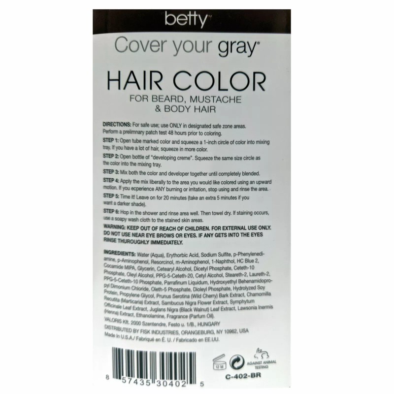 Betty Cover Your Gray Mens Hair Color for Beard, Mustache