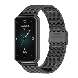 GIOPUEY Strap Compatible with HONOR Band 9, Braided Stainless Steel Strap [Wear-resistant] [light] - black