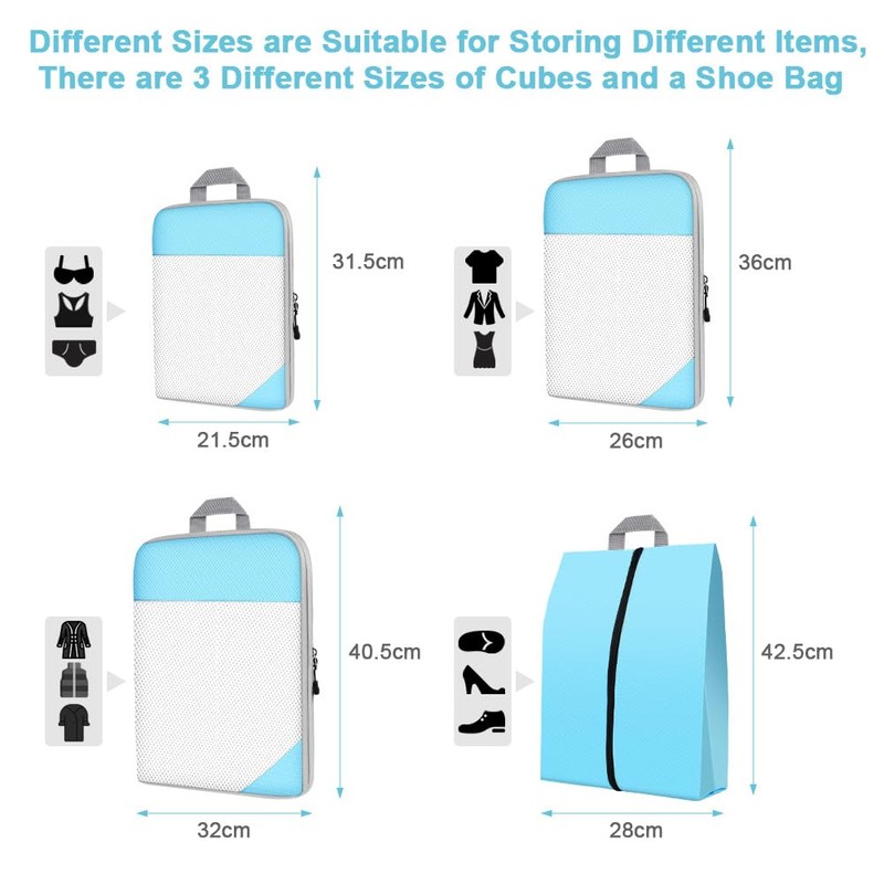 OSDUE Compression Packing Cubes Set, 4 Pieces Compression Packing Cubes,