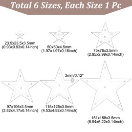 NBEADS 6 Pcs Star Acrylic Sewing Template, 6 Sizes Clear Pentagram Template Acrylic Quilting Stencils for Patchwork Quilting DIY Crafts Decoration Scrapbooking Embellishments