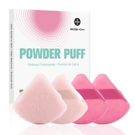 EIGSHOW Powder Puff Triangle Plush Loose Makeup Puff for Powder, Blush, etc. Pink & Beige 4 Pieces (M113)