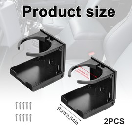 2Pcs Folding Car Cup Holder Adjustable Car Drink Holders Corrosion-Resistant Universal Camper Van Accessories Easy Installation for Car Truck Boat Van RV Camper Marine Home Office (Black)