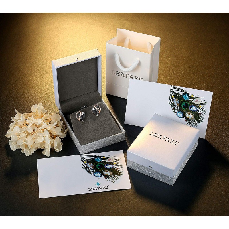 Leafael 18K Rose Gold Plated Love Heart Stud Earrings with