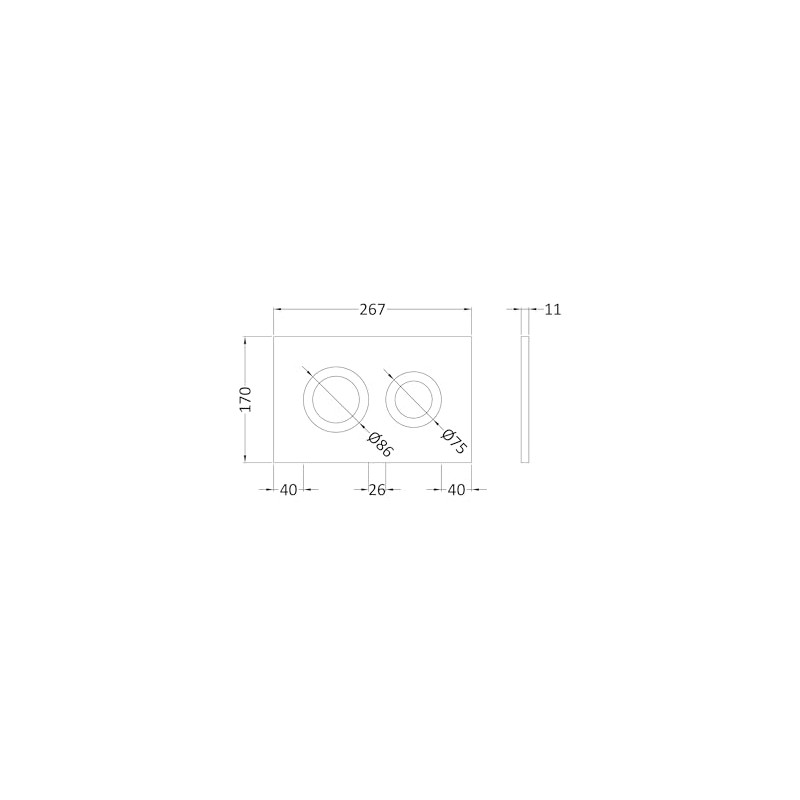 nuie XTY009PR8 Bathroom Accessories Modern Dual Flush Plate with Round