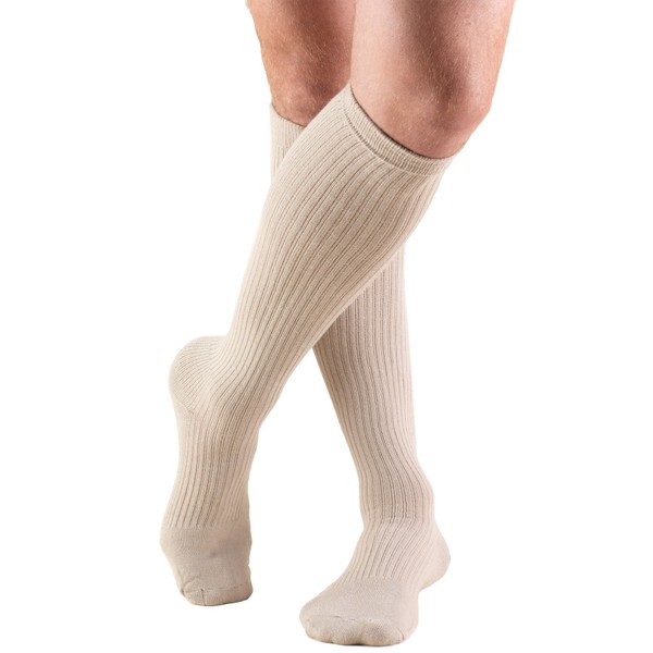 Truform Compression Socks, 15-20 Mmhg, Men's Gym Socks, Knee High Over Calf Length Tan, Pack of 1