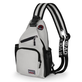 VALUEQLO Crossbody Sling Bag for Men & Women Backpack with Earphone Hole Multipurpose Shoulder Bag Daypack for Travel Hiking (White)