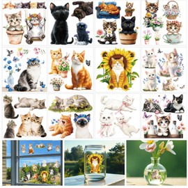 beinkmake 12 Sheets Cute Cats Rub on Transfers for Crafts 5.5×5.5inch Pet Animals Furniture Rub on Transfers Sticker for Wood Glass Scrapbooking Journals Planners DIY Craft
