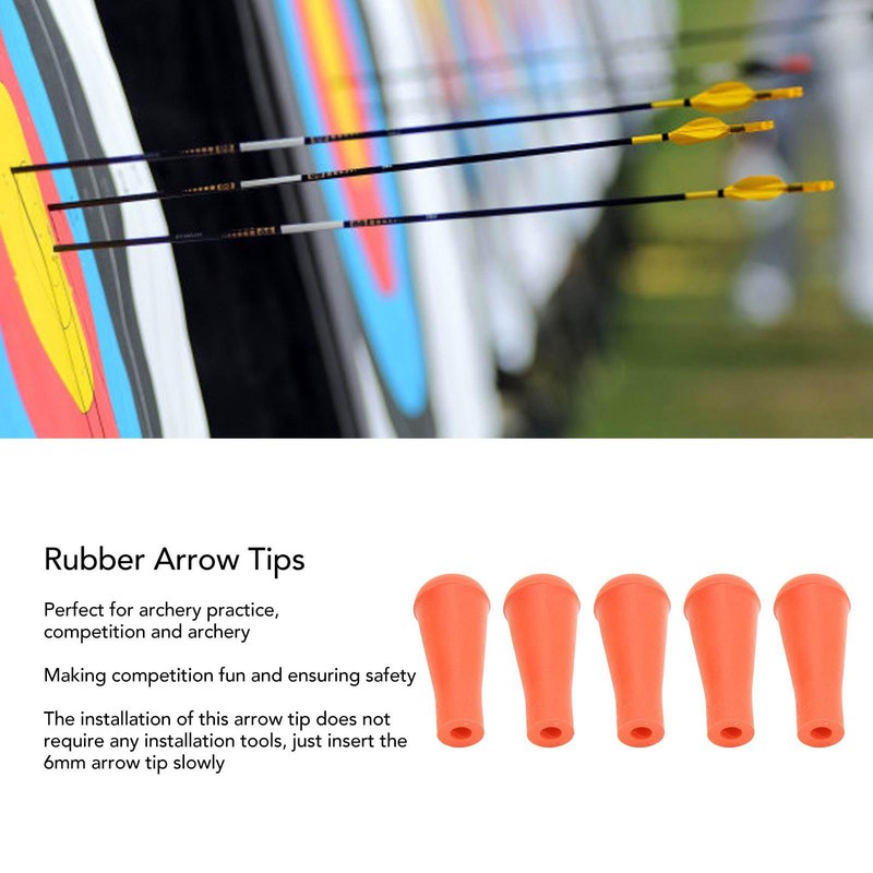 HERCHR 5Pcs Archery Rubber Arrow Tips, 6mm Rubber Arrowheads Archery