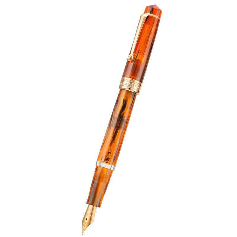 Asvine P20 Piston Fountain Pen Amber Resin, Iridium Medium Nib