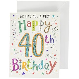 Regal Publishing Modern Milestone Age Happy Birthday Card 40th - 8 x 6 inches,green|white|gold|red