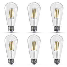 Jensense Edison LED Light Bulbs E26 Bulb 60 watt Equivalent Dimmable Light Bulbs 4000K Natural White Vintage 7W Edison Bulbs 110V 120V 800 Lumen CRI90, 6 Pack