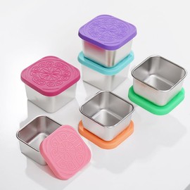 6 Pcs Stainless Steel Snack Containers - 6OZ Reusable Compartment Condiment Box with Lids for Adults Kids, Grab and Go Divided Snack Food Storage Containers Sauce Cups for Travel, School and Camping