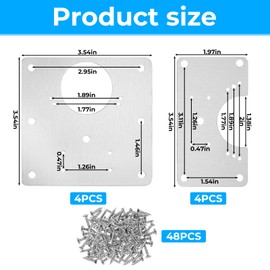 8 Pcs Cabinet Hinge Repair Plate Set Stainless Steel Hinges Repair Fixing Plates Kitchen Cupboard Door Hinges Brackets Household Cabinets Repair Board with Mounting Screw