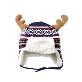 Home Prefer Sombreros de invierno para niños de algodón cálido sombreros de punto con orejeras, Azul / Patchwork, 1-2 Años