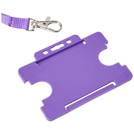 Customcard Neck Lanyard Metal Clip and ID Card Badge Holder - Purple, Purple x 1