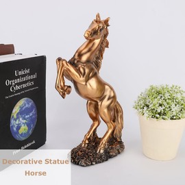 Diyeeni Horse Figure, Resin Statue Braided Horse with Meaning of Success, Modern Sculpture for Desk Decor, Suitable for Private Individuals, Guest Room, Restaurant (Bronze)