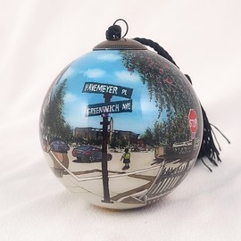 Li Bien (Retail Trial) Hand Inside Painted Glass Christmas Ornament - Street Scene, 75mm