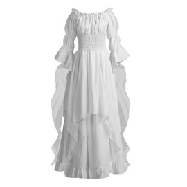 GOLDSTITCH Women's Victorian Dress Renaissance Medieval Costume Gothic Witch Dress White for Women