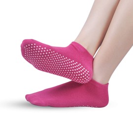 ARERWA Yoga Socks Stopper Socks Women 3 Pairs Pilates Socks Non-Slip Socks for Pilates, Yoga, Trampoline, Barre, Ballet 35-46, #1 Black + Grey + Rose
