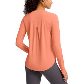 Soothfeel Women's UPF 50+ Sun Shirts Long Sleeve SPF UV Protection Rash Guard Lightweight Quick Dry Hiking Workout Tops Orange_pinkL