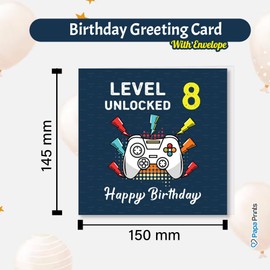 Papa Prints Happy Birthday Card Kids Birthday Card with Envelope 8th birthday card boy (145 x 150 mm) 8 birthday card boy