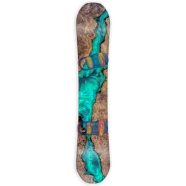 Snowboard Wrap Graphic Sticker Skin Cover - Includes Breakaway Knife - Universal Fit up to 65 inches and 14 inches Wide - Aqua Resin Wood