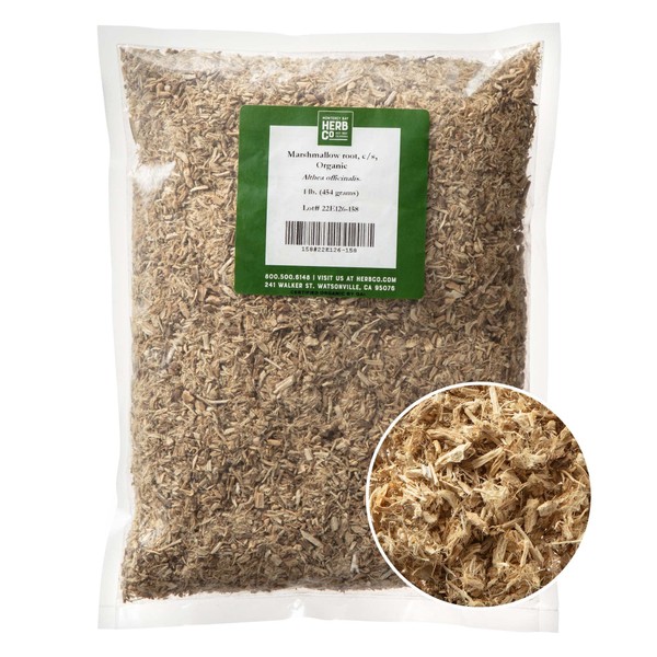 Monterey Bay Herb Co. Organic Marshmallow Root | Mix in Tea Blends | Mortification Root, Hack Root, Sweet Weed | Cut & Sifted 1 LB