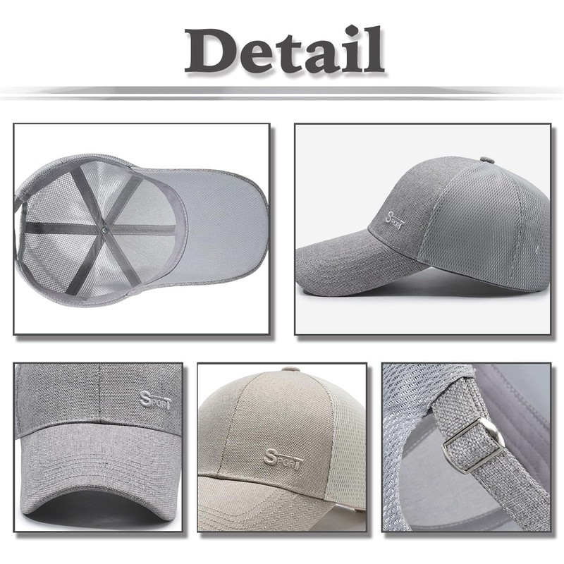 White Fang CZA485 Men's Cap, Mesh, Sun Hat, UV Protection,