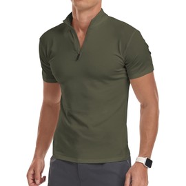 YTD Men's Classic Fit Short Sleeve Polo Shirts Casual Basic Cotton Designed Shirts M Army Green