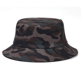 Quanhaigou Bucket Hat for Men Women,Packable Reversible Printed Sun Hats,Fisherman Outdoor Summer Travel Hiking Beach Caps (Green Black Camo)