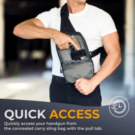 ARMORWERK Premium Carry Sling Bag for Men with Quick Access Pull Tab and 4 Accessory Slots — CCW Sling Bag for Men with Waterproof Heavy Duty Zippers — Durable Adjustable Holster Included
