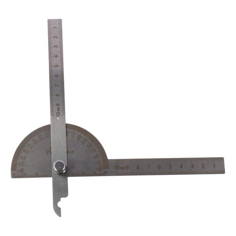 Stainless Steel Protractor 0-180 Degrees Two Arm Ruler Angle Protractor